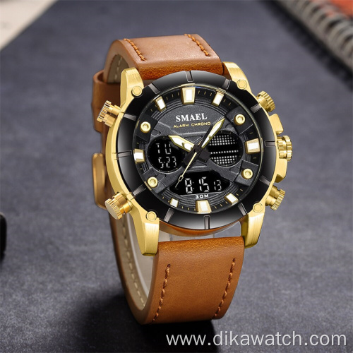 SMAEL New Fashion Men Watch Leather Strap Quartz